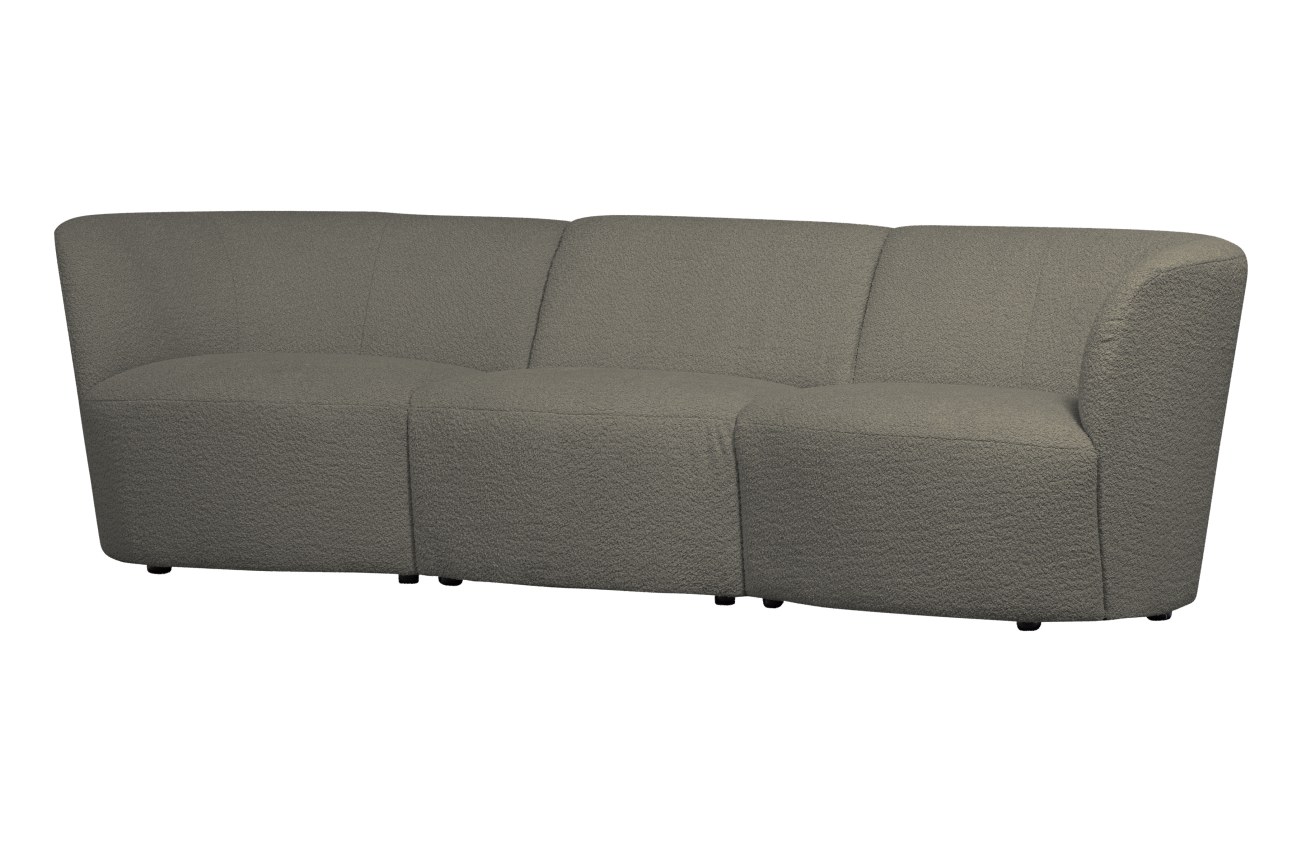Das Sofa Coco überzeugt mit seinem modernen Design. Gefertigt wurde es aus Boucle-Stoff, welches einen grünen Farbton besitzt. Die Füße ist aus Kunststoff und hat eine schwarze Farbe. Das Sofa hat eine Größe von 227x72x70 cm.