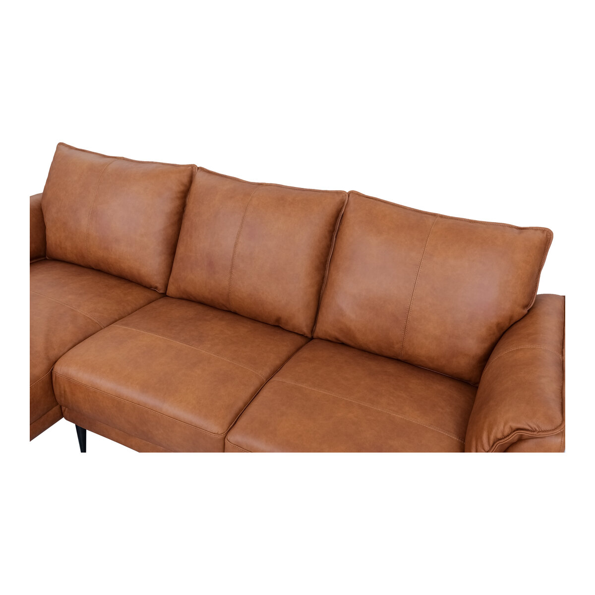 Ecksofa Luso Cognac Echtleder - Linke Recamiere, Taschenfederkern & Metallfüßen