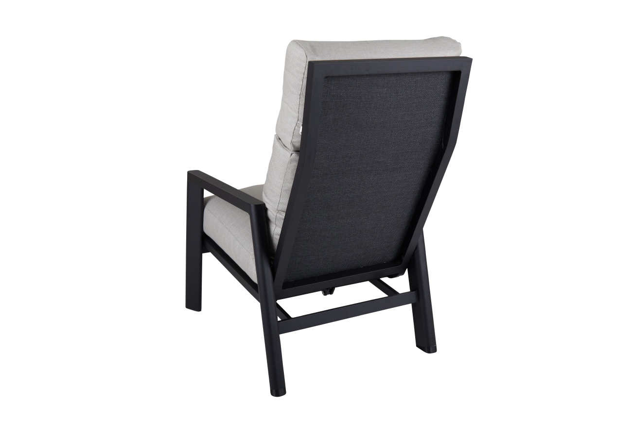 Gartensessel Slide mit verstellbarer Rückenlehne, Schwarz / Aschgrau