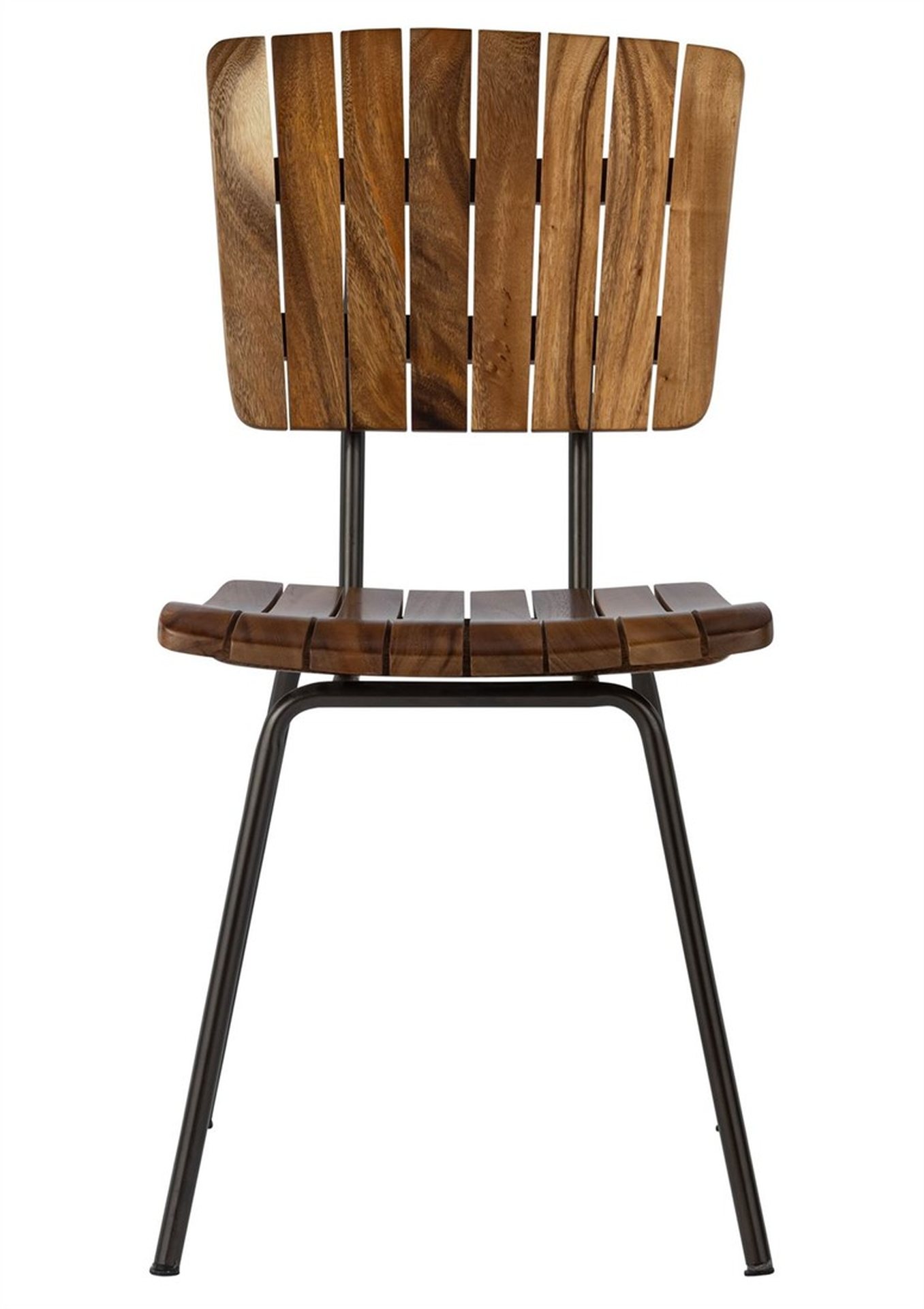 Der Esszimmerstuhl Flare überzeugt mit seinem massivem aber auch industriellem Design. Gefertigt wurde der Stuhl aus massivem Suar Holz, welches einen natürlichen Farbton besitzt. Das Gestell ist aus Metall und ist schwarz.