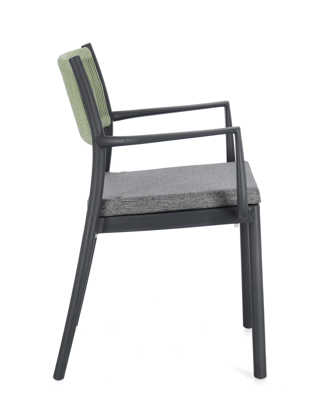 Gartenstuhl Alvin mit Armlehne, Anthrazit / Grün