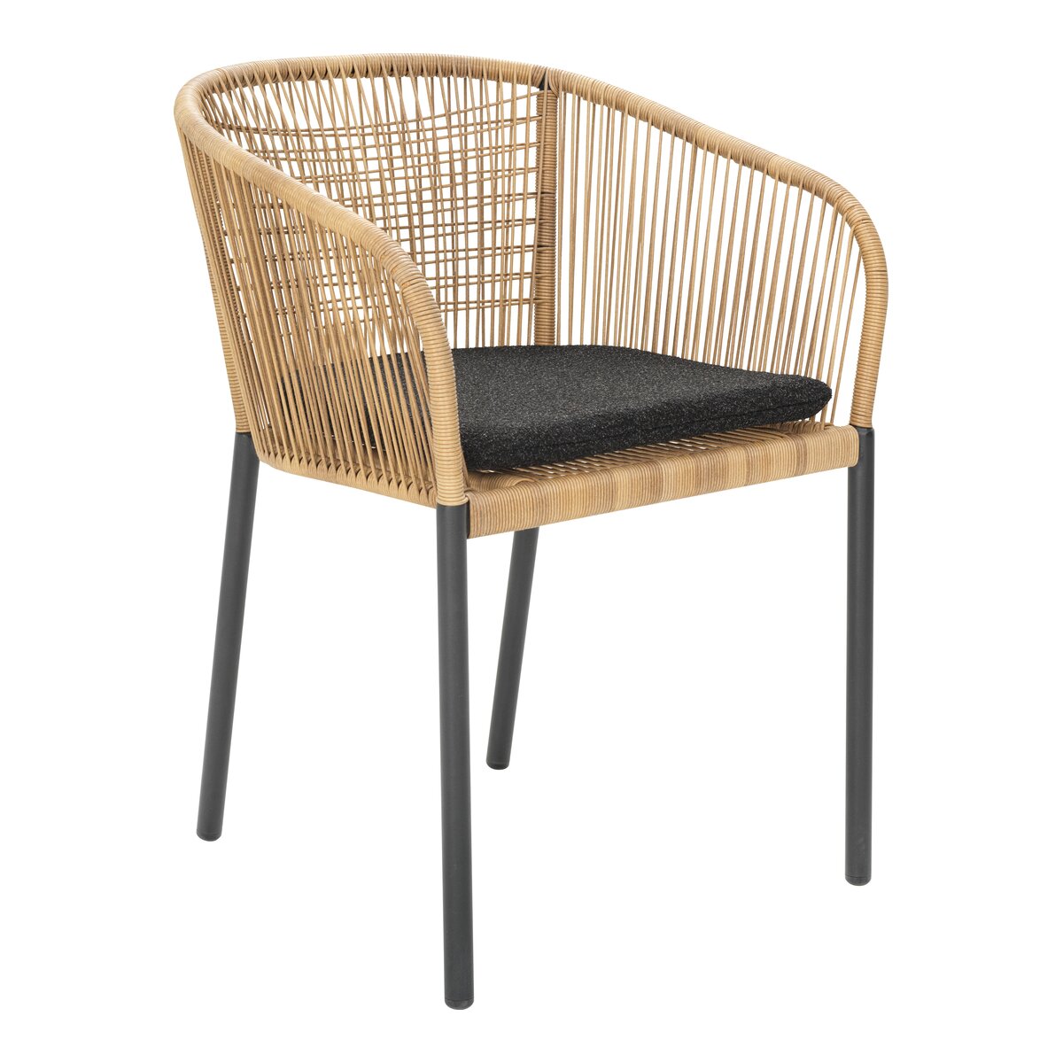 Gartenstuhl Delta mit Armlehnen - Polyrattan, Aluminium, inkl. Kissen, Anthrazit/Natur