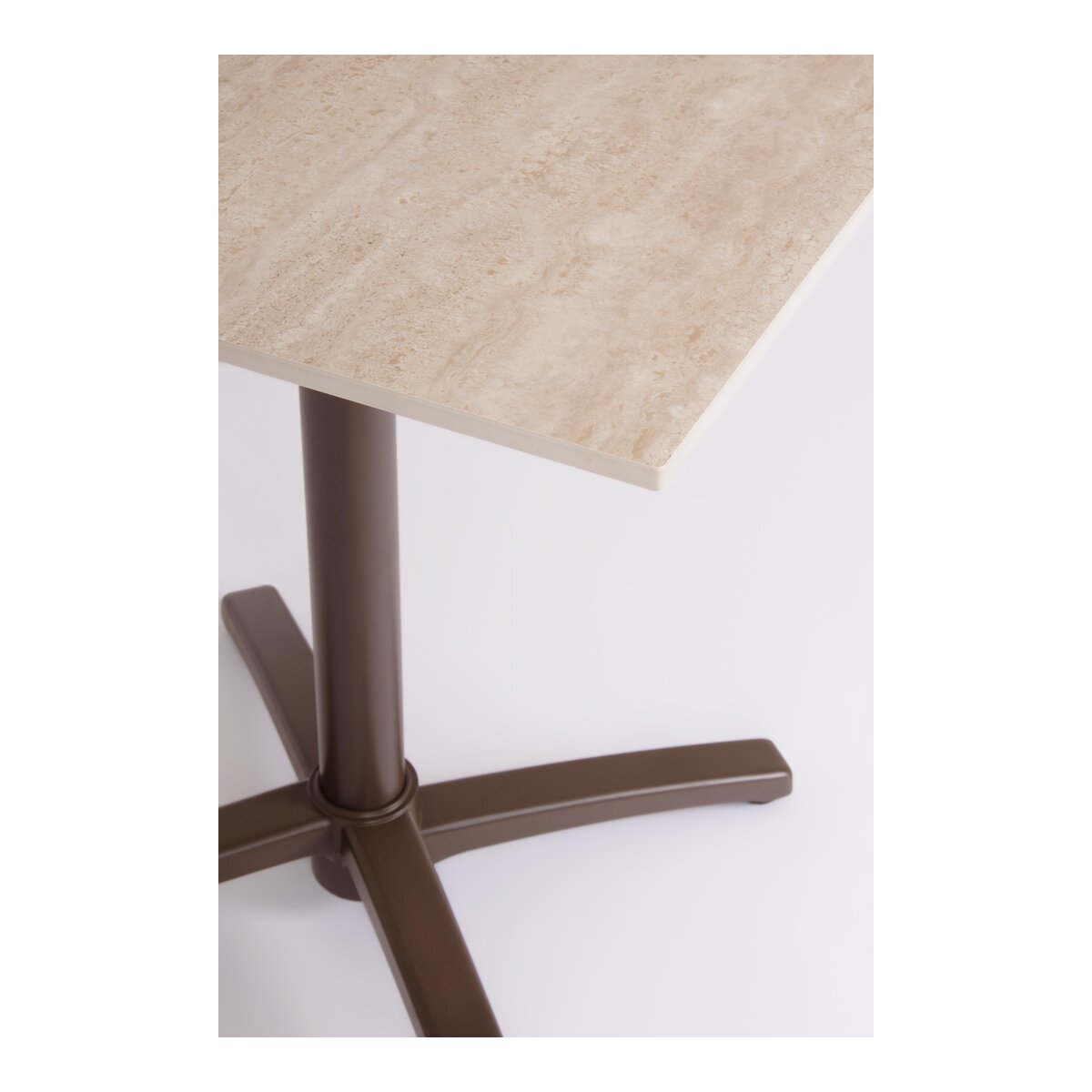 Garten-Bistrotisch Claret - Aluminium Schokobraun, Steinplatte Beige, 70 x 70 cm