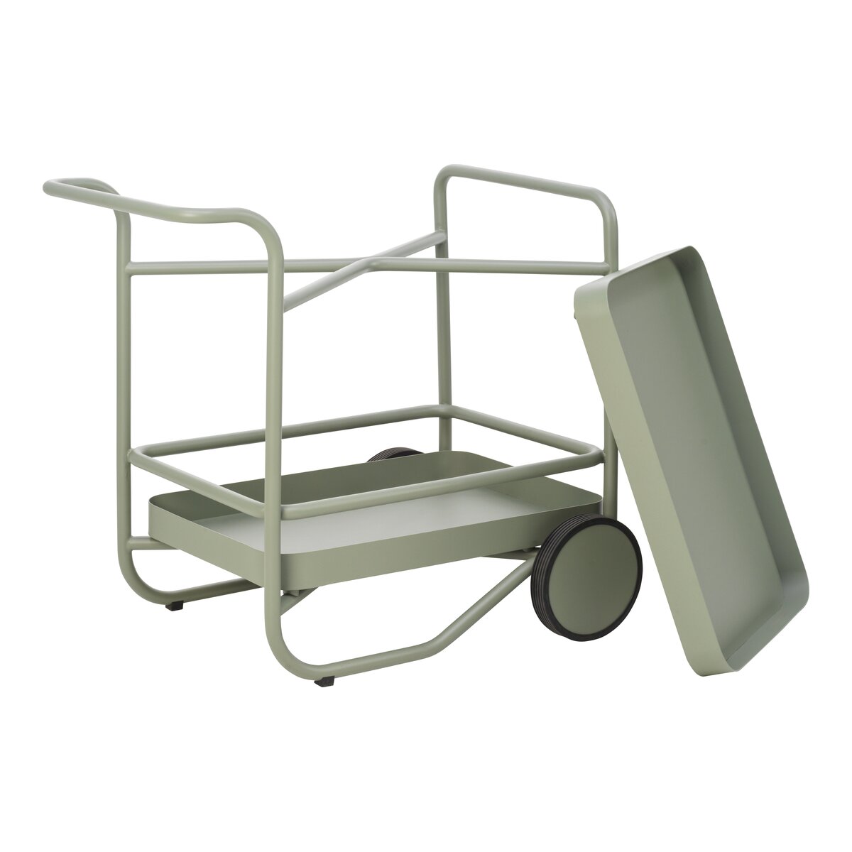 Garten-Servierwagen Trolly, Dusty Green - aus Aluminium, mit Rollen
