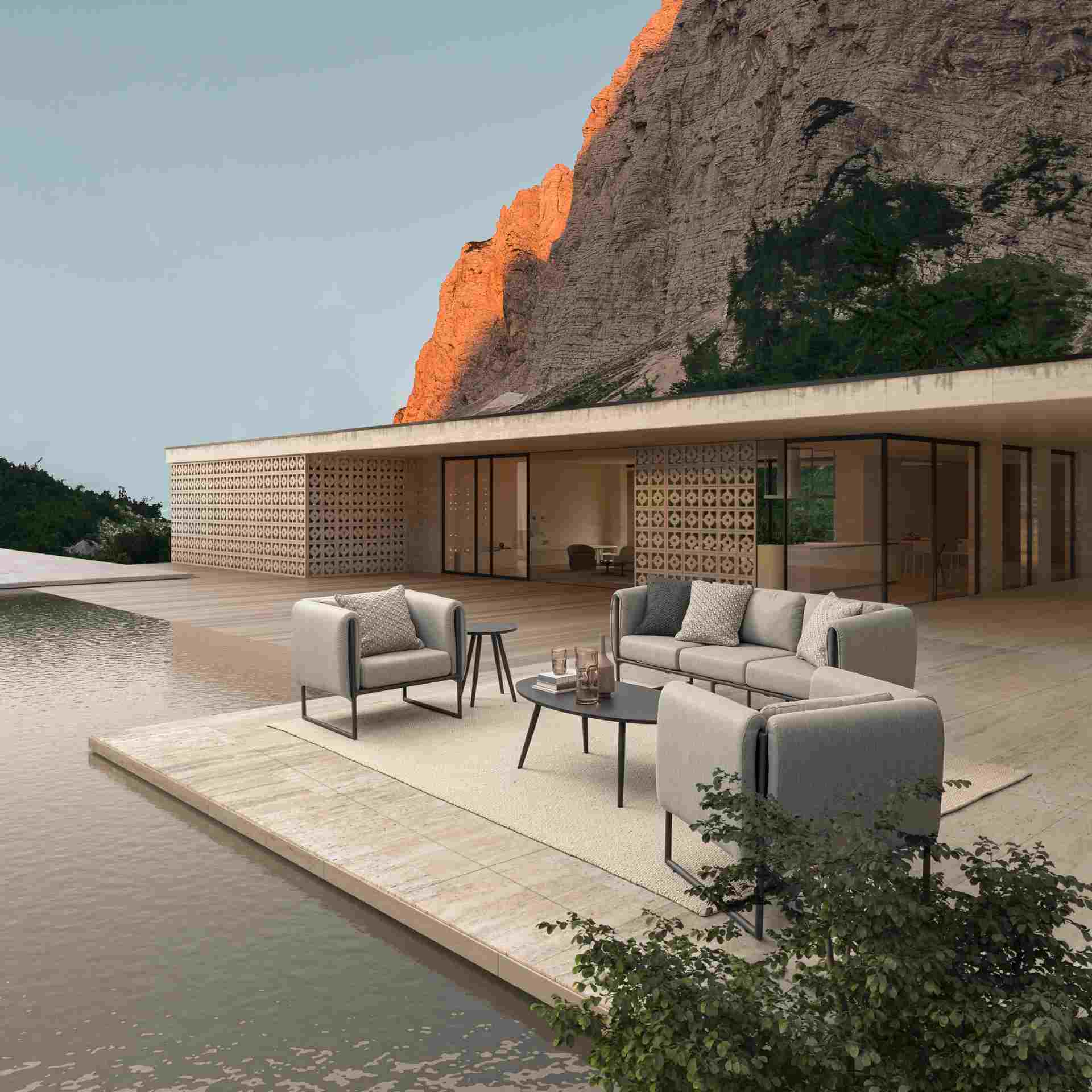 Couchtisch Space aus Aluminium 119 cm, Schwarz