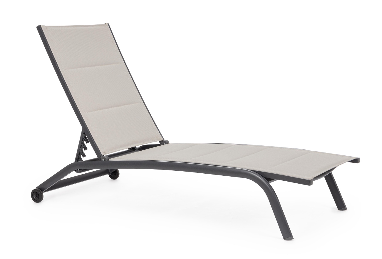 Sonnenliege Cleopass aus Aluminium mit Rolle, Stone Sonnenliege Cleopass 2er-Set aus Aluminium, Stone