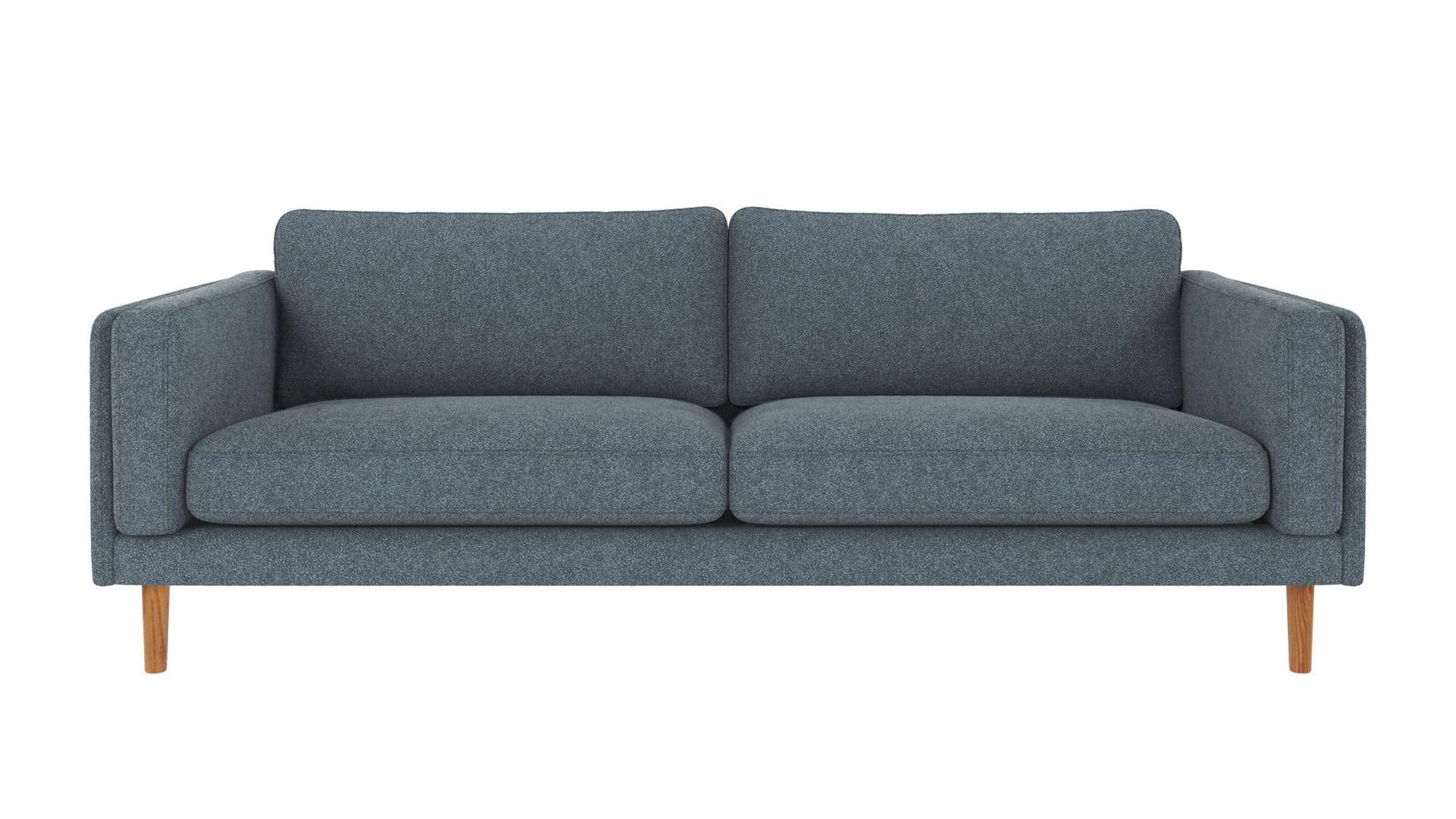Sofa Braden 3-Sitzer, Beine Eiche, Bezug Bobby Blau passt perfekt in stilvolle Wohnräume.