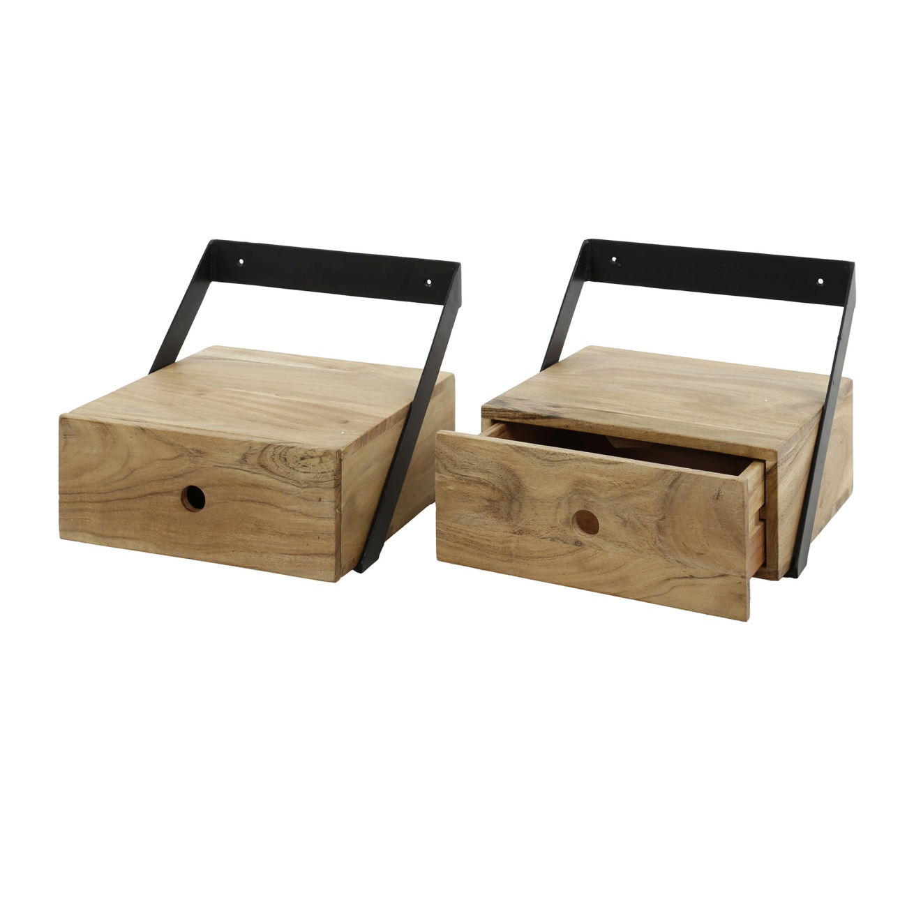 2er-Set Nachttisch Strip - Akazie massiv Natur, mit Schublade 2er-Set Nachttisch Dhau - Akazie massiv Natur, mit 1 Schublade