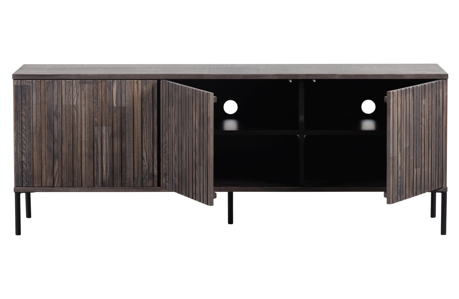 TV-Board Gravure aus Eschenholz 150 cm, Espresso