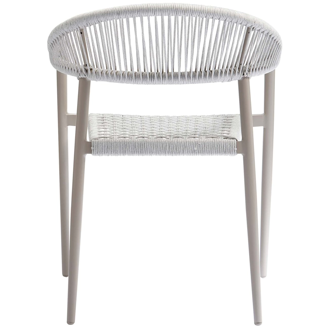 Der Gartenstuhl Yellow überzeugt mit seinem modernen Design. Gefertigt wurde er aus geflochtenem Seil, welches einen hellgrauen Farbton besitzt. Das Gestell ist aus Aluminium und hat eine hellgraue Farbe. Der Stuhl besitzt eine Sitzhöhe von 45 cm.