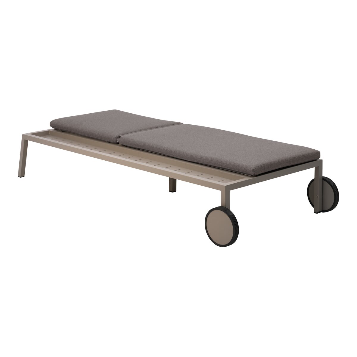 Sonnenliege Samvaro Khaki/Grau - mit integrierter Ablage aus Aluminium & Olefin