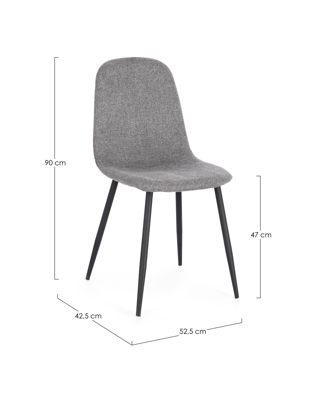 Esszimmerstuhl Irelia 4er-Set aus Stoff, Dunkelgrau/Schwarz