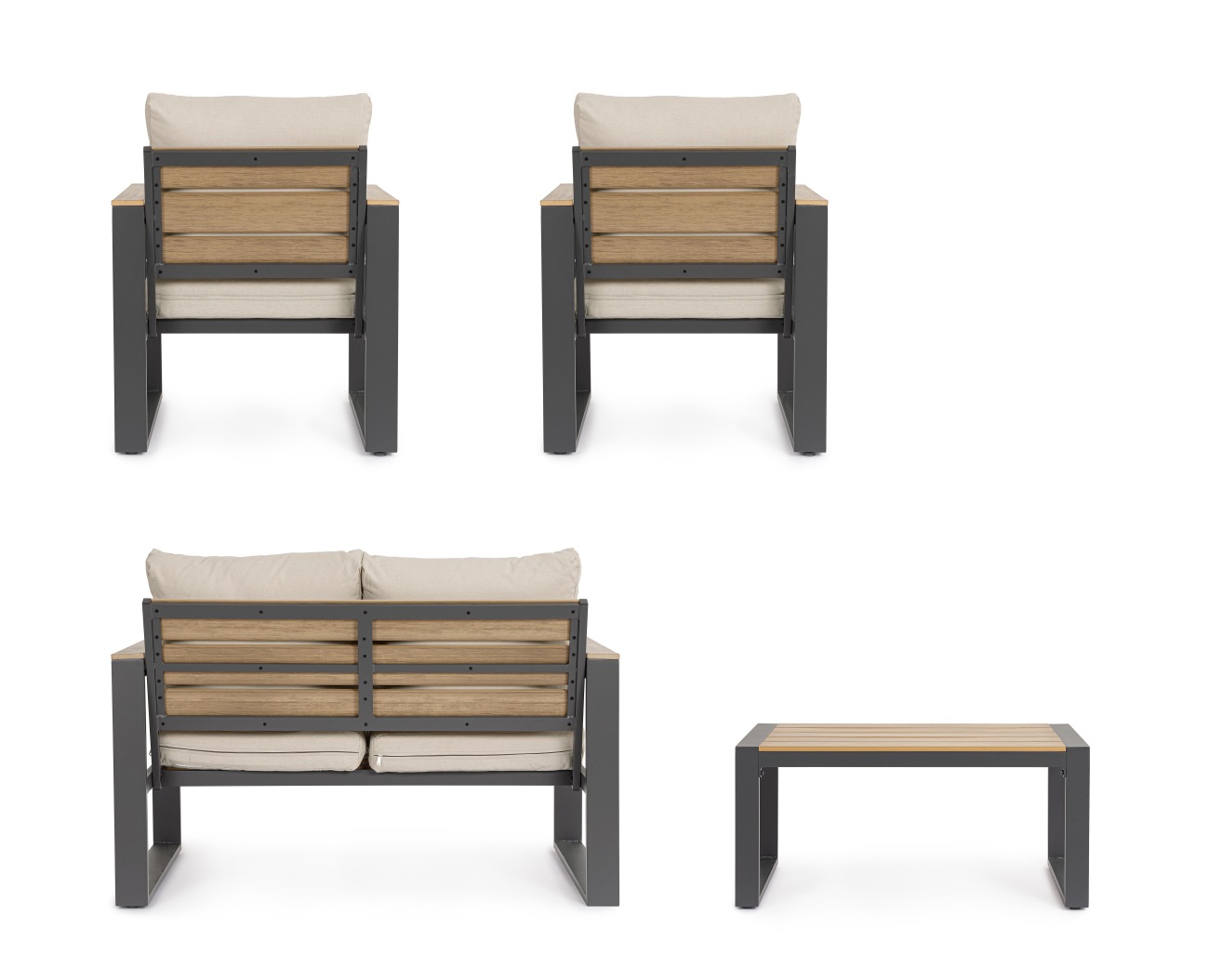 Garten-Set Leandro 4er Gruppe, Anthrazit / Beige