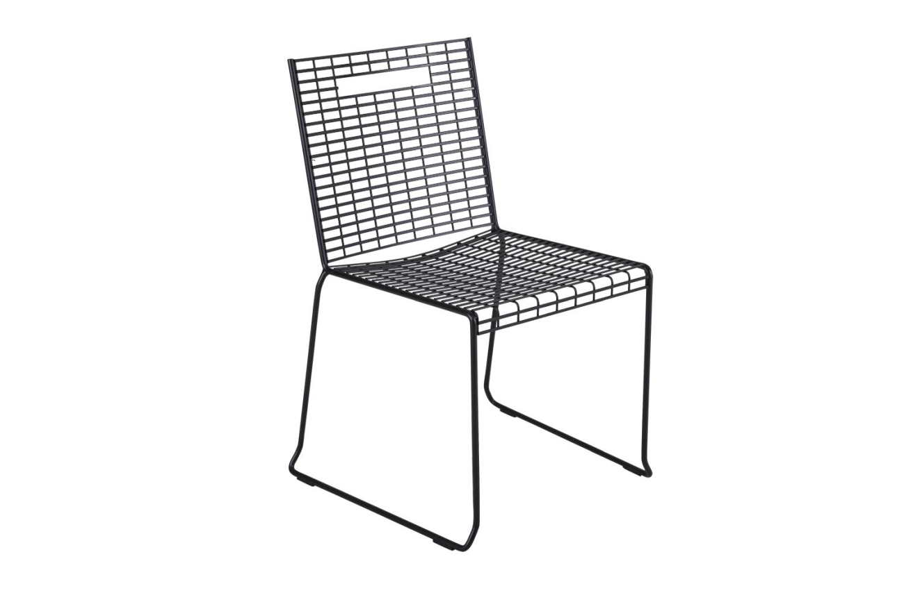 Der Gartenstuhl Sinarp überzeugt mit seinem modernen Design. Gefertigt wurde er aus Metall, welches einen schwarzen Farbton besitzt. Das Gestell ist auch aus Metall und hat eine schwarze Farbe. Die Sitzhöhe des Stuhls beträgt 44 cm.