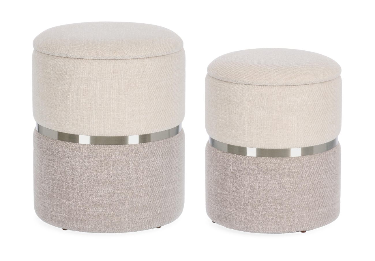 Pouf Radinka 2er-Set aus Stoff, Grau Pouf Radinka 2er-Set aus Stoff, Grau