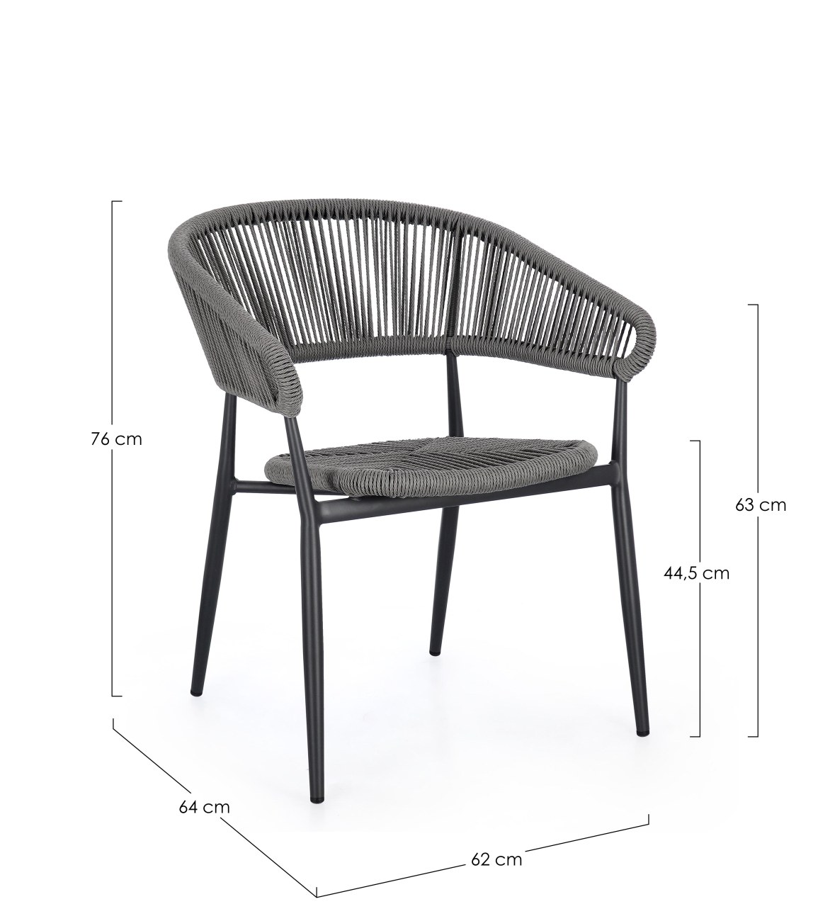Gartenstuhl Algaida aus Aluminium, Anthrazit / Grau