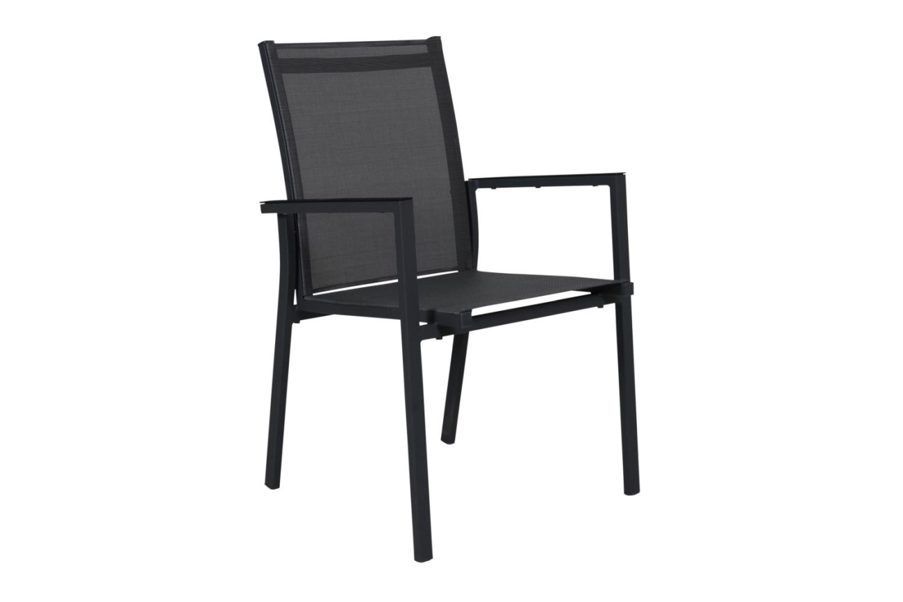 Der Gartenstuhl Avanti überzeugt mit seinem modernen Design. Gefertigt wurde er aus Textilene, welches einen Anthrazit Farbton besitzt. Das Gestell ist aus Metall und hat eine Anthrazit Farbe. Die Sitzhöhe des Stuhls beträgt 42 cm.