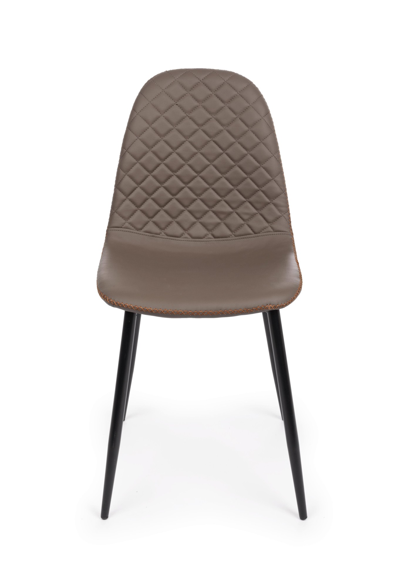 Der Esszimmerstuhl Amanda überzeugt mit seinem modernem Design. Gefertigt wurde der Stuhl aus Kunstleder, welches einen braunen Farbton besitzt. Das Gestell ist aus Metall und ist Schwarz. Die Sitzhöhe beträgt 49 cm.