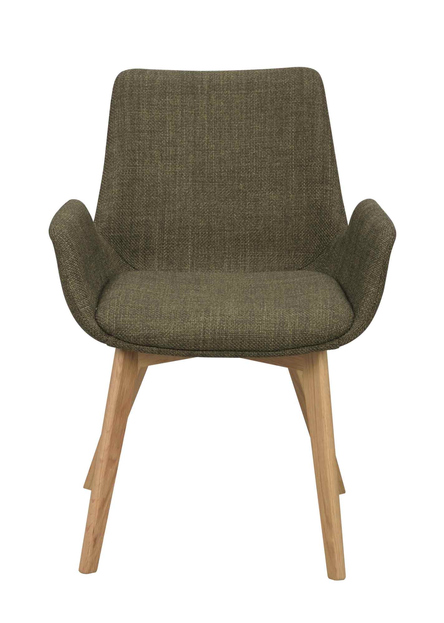 Design trifft Funktion: Stuhl Drimsdale 2er Set mit Armlehne, Grün / Natur.