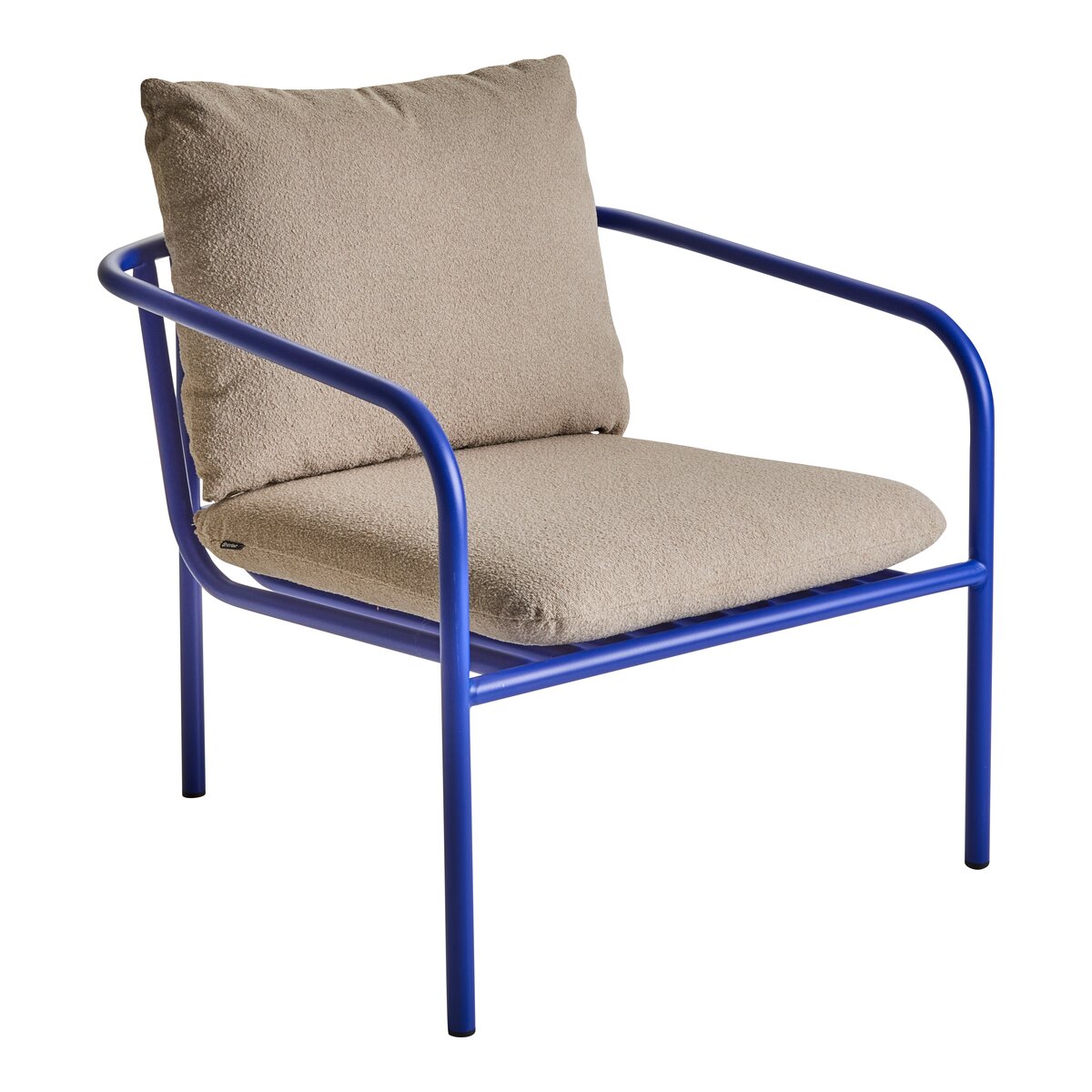 Gartensessel Bendt mit Kissen aus Aluminium, modern skandinavisch, indigo blau, gepolstert