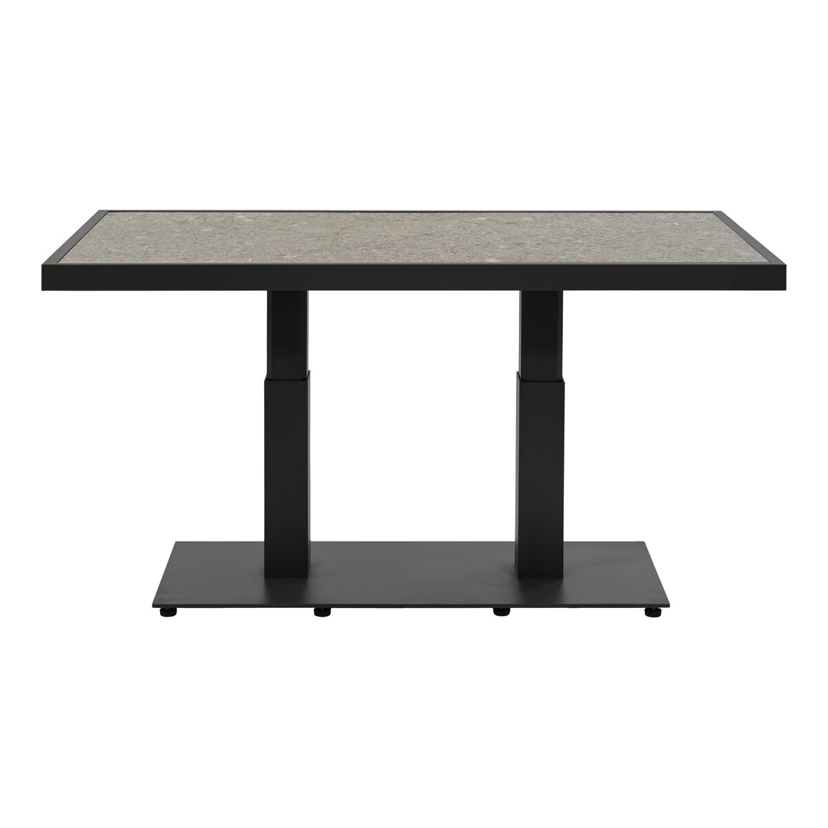 Gartencouchtisch Scale - Aluminium & Keramik, Höhenverstellbar, 140x85 cm, Schwarz