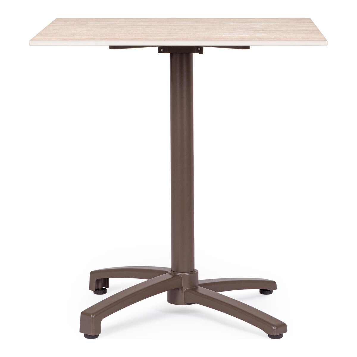 Garten-Bistrotisch Claret - Aluminium Schokobraun, Steinplatte Beige, 70 x 70 cm