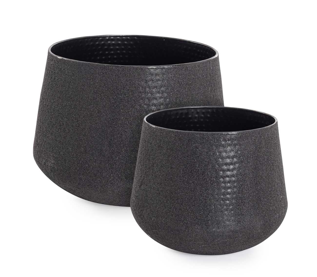 Outdoor-Vase Kenar 2er-Set aus Metall Niedrig, Schwarz Outdoor-Vase Kenar 2er-Set aus Metall Niedrig, Schwarz