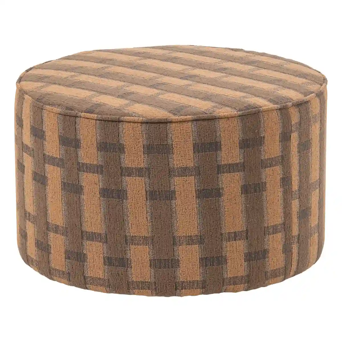 Polsterhocker Sarli - Chenille-Stoff Braun-Rosa, Ø 60 cm