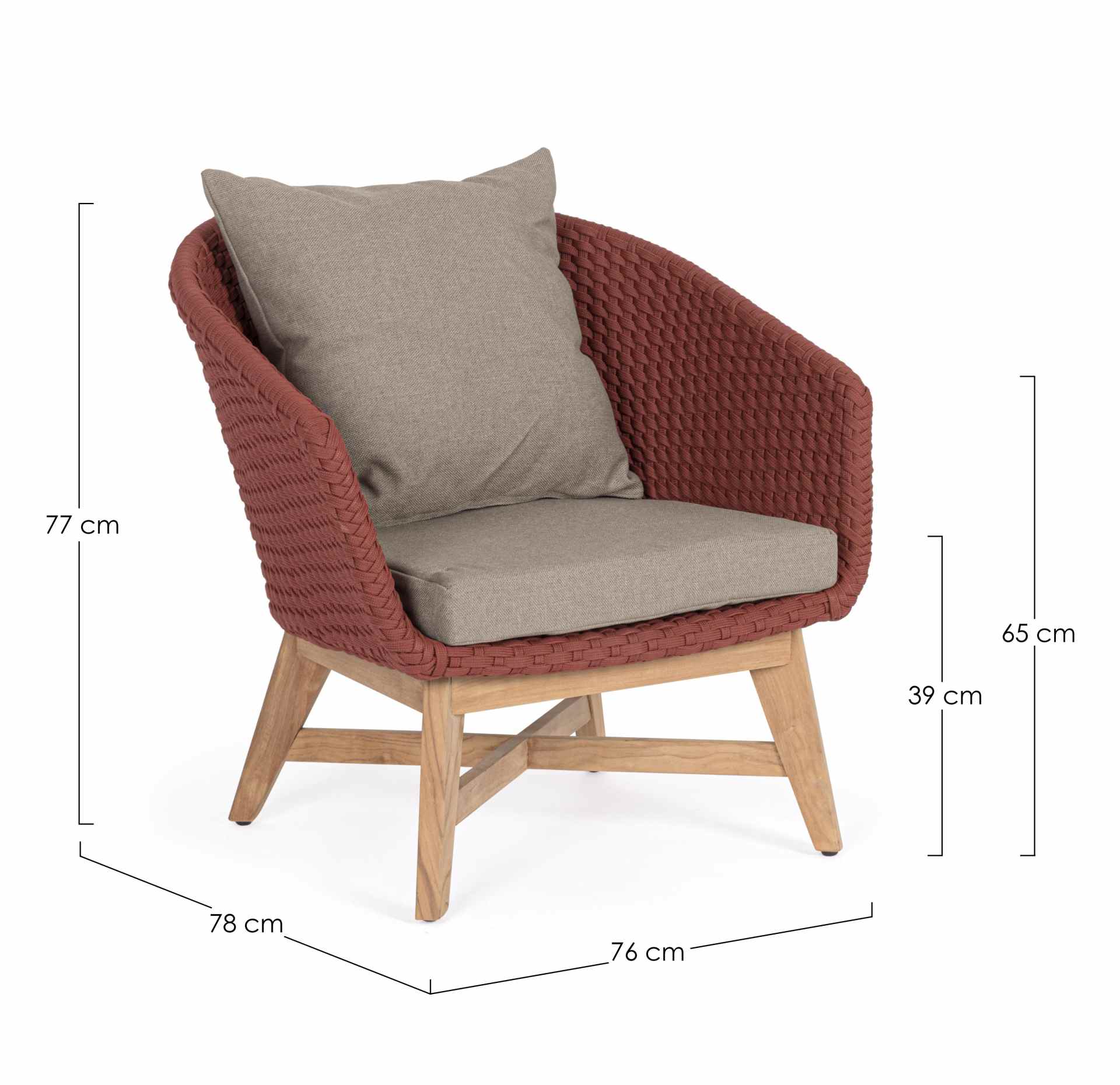 Gartensessel Coachella mit Kissen, Rot