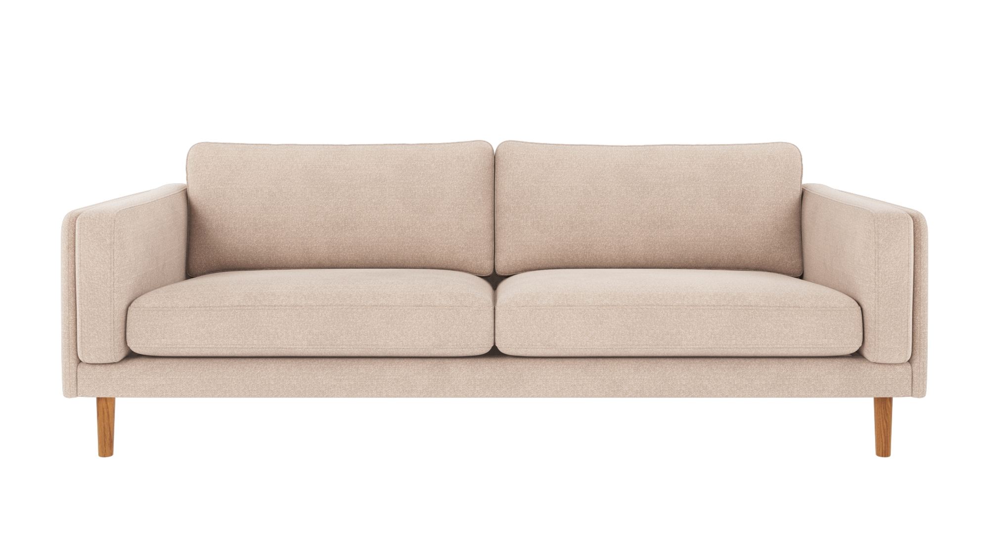 Sofa Braden 3-Sitzer, Beine Eiche, Bezug Rita Hellbeige – überzeugt mit zeitlosem Stil.