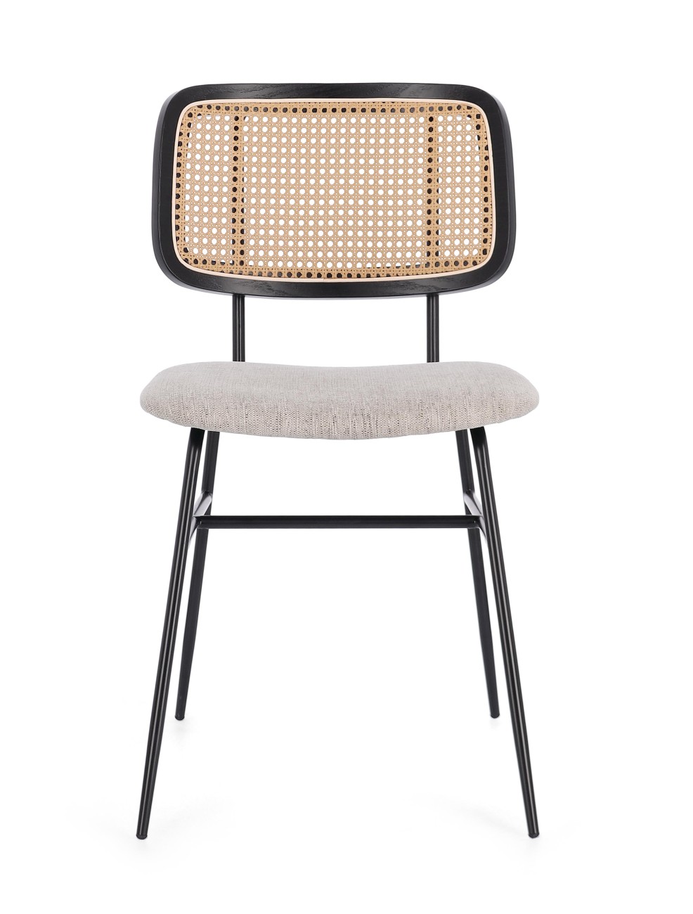 Der Esszimmerstuhl Glenna überzeugt mit seinem modernen Stil. Gefertigt wurde er aus Stoff, welcher einen natürlichen Farbton besitzt. Das Gestell ist aus Metall und hat eine schwarze Farbe. Der Stuhl besitzt eine Sitzhöhe von 48 cm.