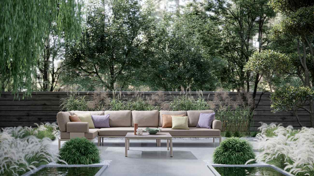 Gartenmodulsofa Gerald aus Aluminium Einzel-Element, Pelikan