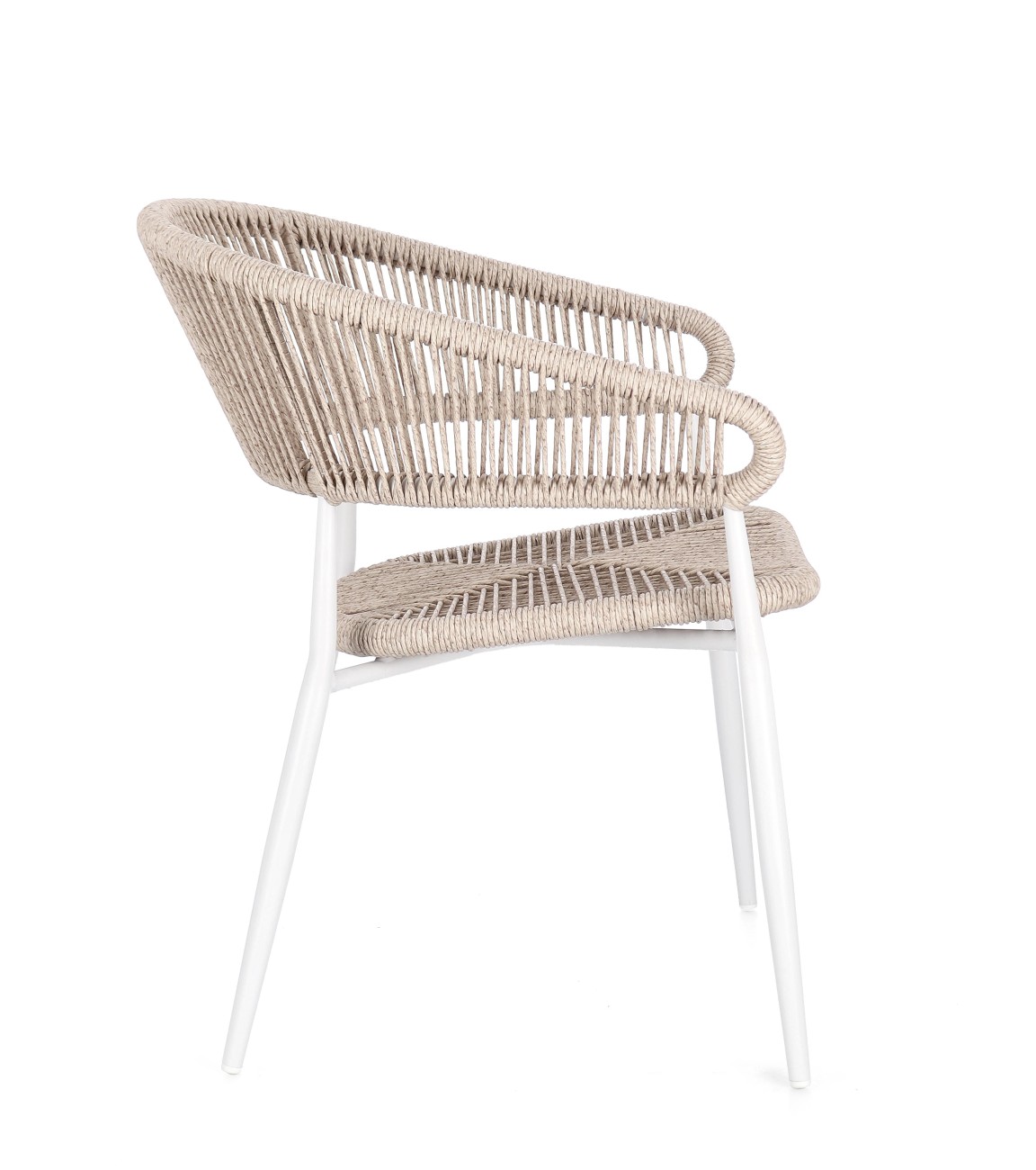 Gartenstuhl Algaida aus Aluminium, Weiß / Beige