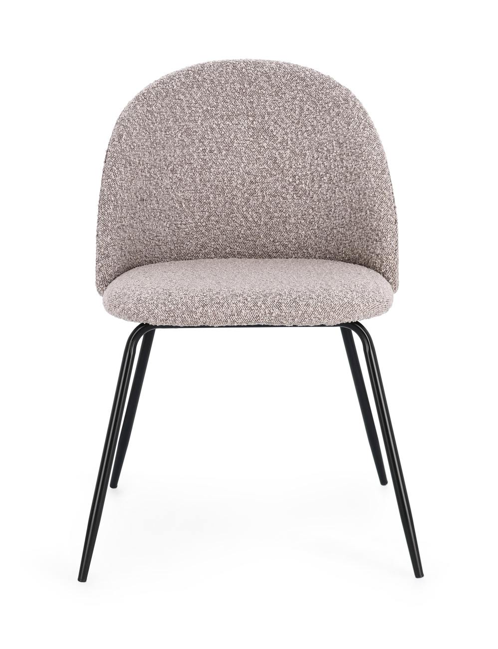 Esszimmerstuhl Tanya 4er-Set aus Boucle, Nerz / Schwarz