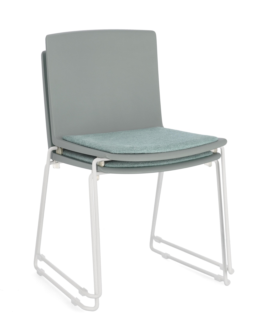 Esszimmerstuhl Giulia 4er-Set aus Metall, Weiß/Salbei