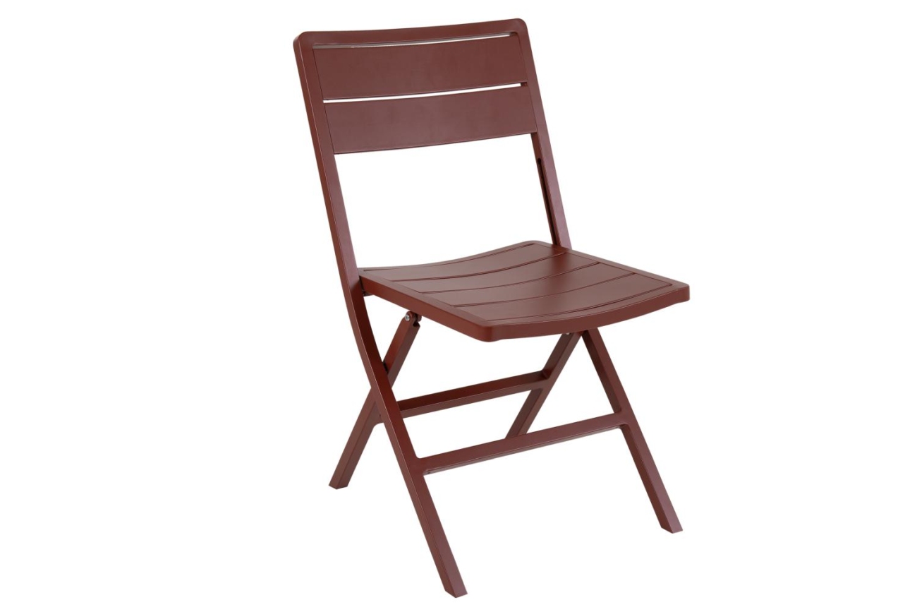 Der Gartenstuhl Wilkie überzeugt mit seinem modernen Design. Gefertigt wurde er aus Metall, welches einen roten Farbton besitzt. Das Gestell ist aus Metall und hat eine rote Farbe. Die Sitzhöhe des Stuhls beträgt 44 cm.