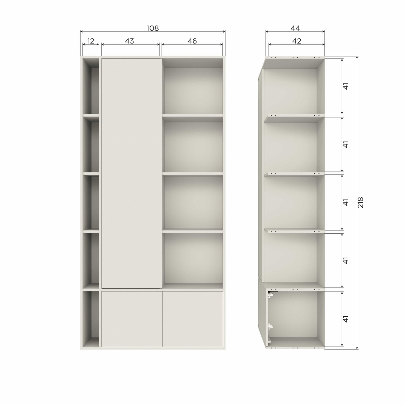 Schrank Settle Down aus Kiefernholz, Hellgrau