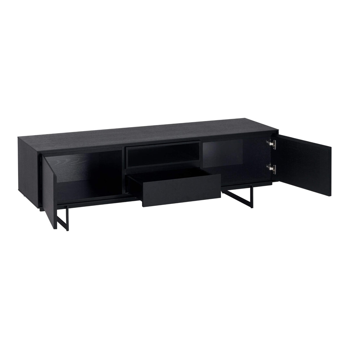 TV-Board Otoya Schwarz - 160 cm mit Soft-Close, offenem Fach & Stauraum