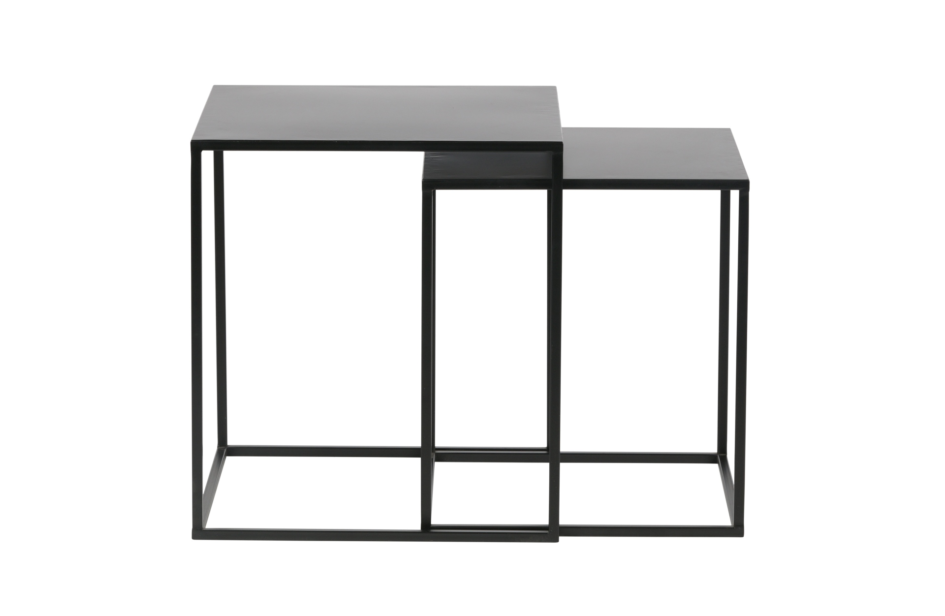 Der Beistelltisch Ziva wurde aus Metall gefertigt, welches einen schwarzen Farbton besitzt. Der Tisch ist als 2er-Set verfügbar und hat ein modernes Design.
