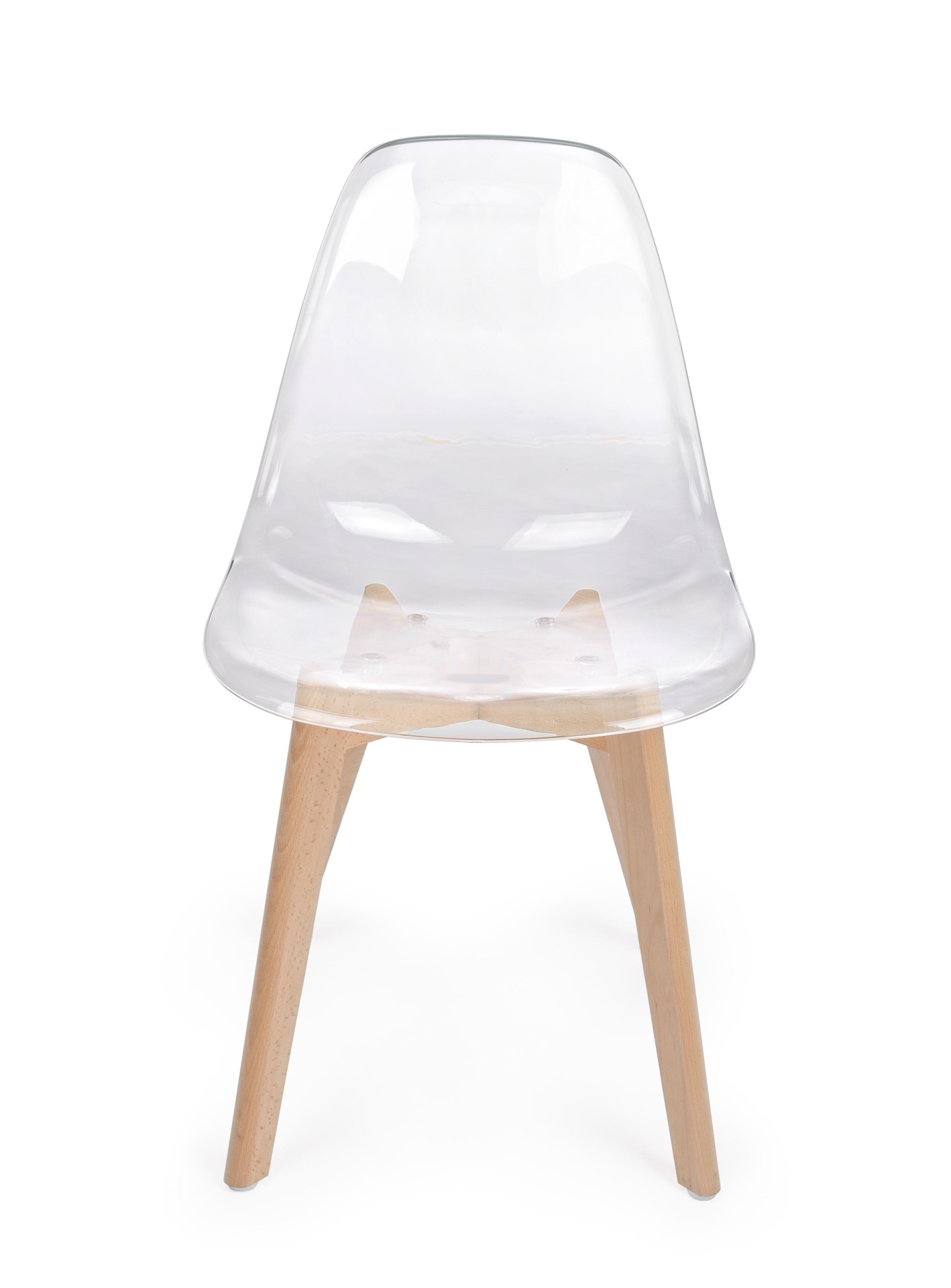 Der Stuhl Easy überzeugt mit seinem modernem aber auch besonderem Design. Gefertigt wurde die Sitzschale aus Kunststoff, welche Transparent ist. Das Gestell ist aus Buchenholz und hat einen natürlichen Farbton. Die Sitzhöhe beträgt 44 cm.