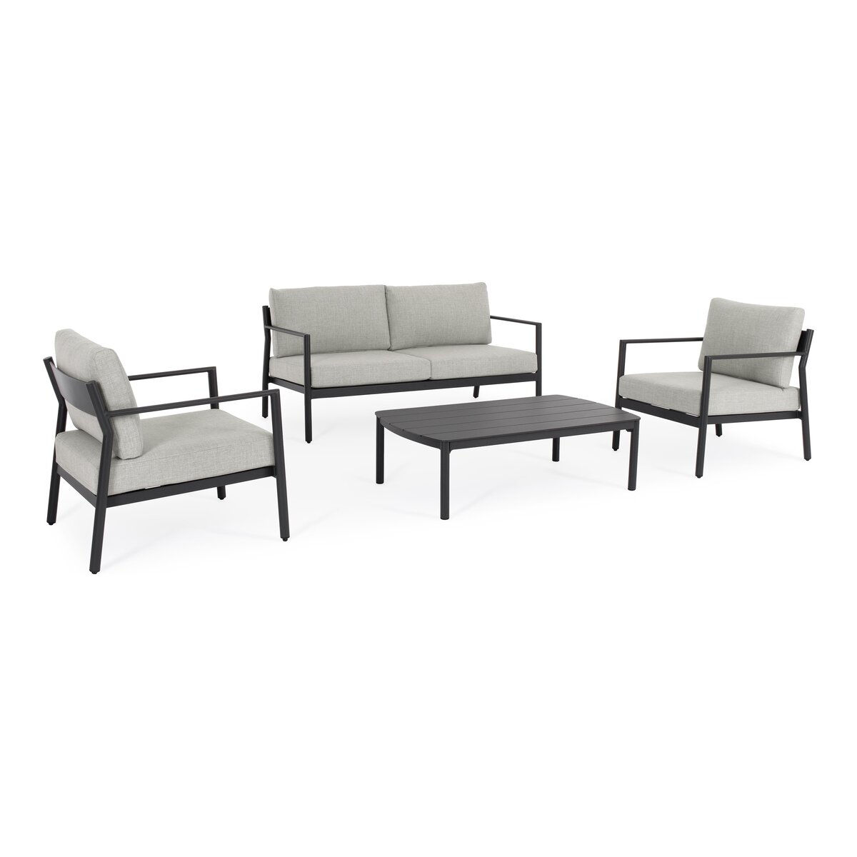4er Garten-Set Sirius - Aluminium Anthrazit & Polyester-Stoff Grau