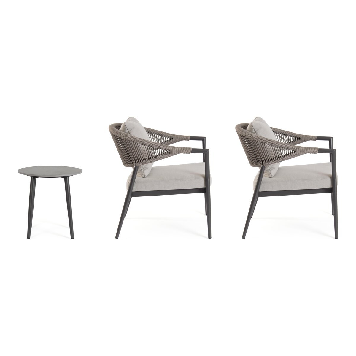 2er Garten-Set Millor - Aluminium & Polyester-Stoff, Anthrazit, inkl. Couchtisch