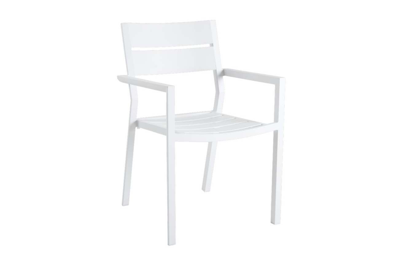 Der Gartenstuhl Delia überzeugt mit seinem modernen Design. Gefertigt wurde er aus Metall, welches einen weißen Farbton besitzt. Das Gestell ist auch aus Metall und hat eine weiße Farbe. Die Sitzhöhe des Stuhls beträgt 43 cm.