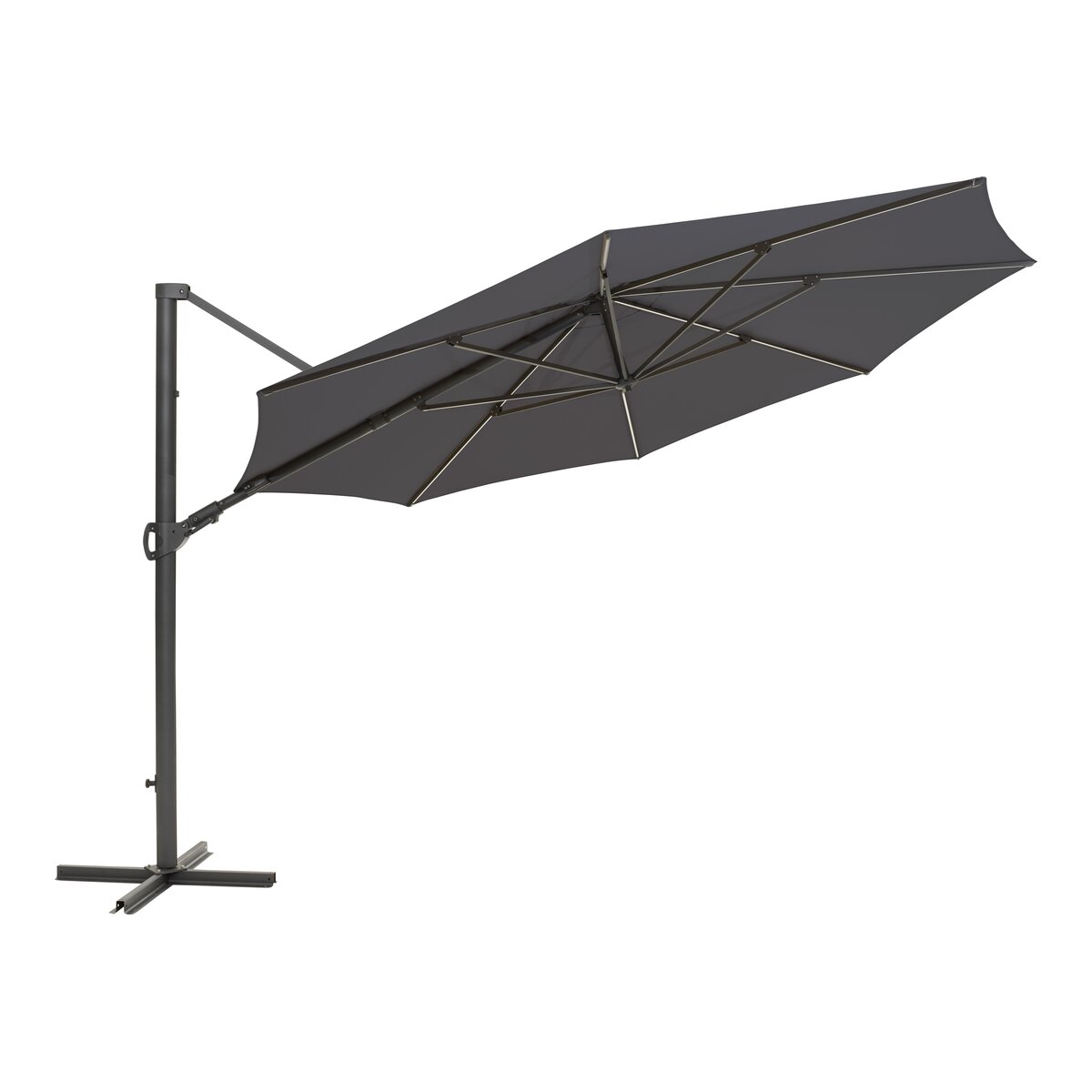 Ampelschirm Cilento - Aluminium, mit Beleuchtung, Ø 350 cm, Anthrazit/Grau