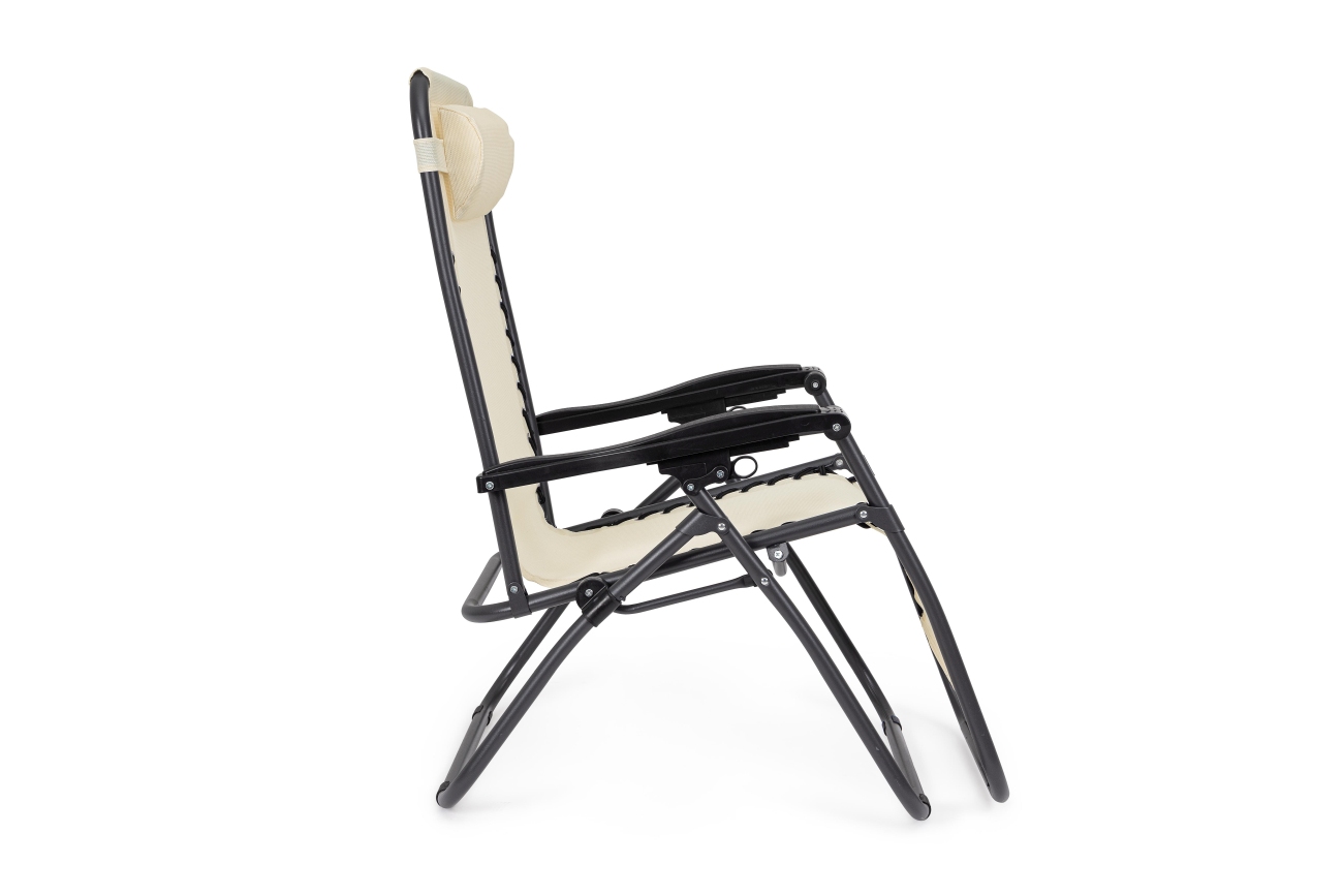 Liegestuhl Santana aus Metall, Creme