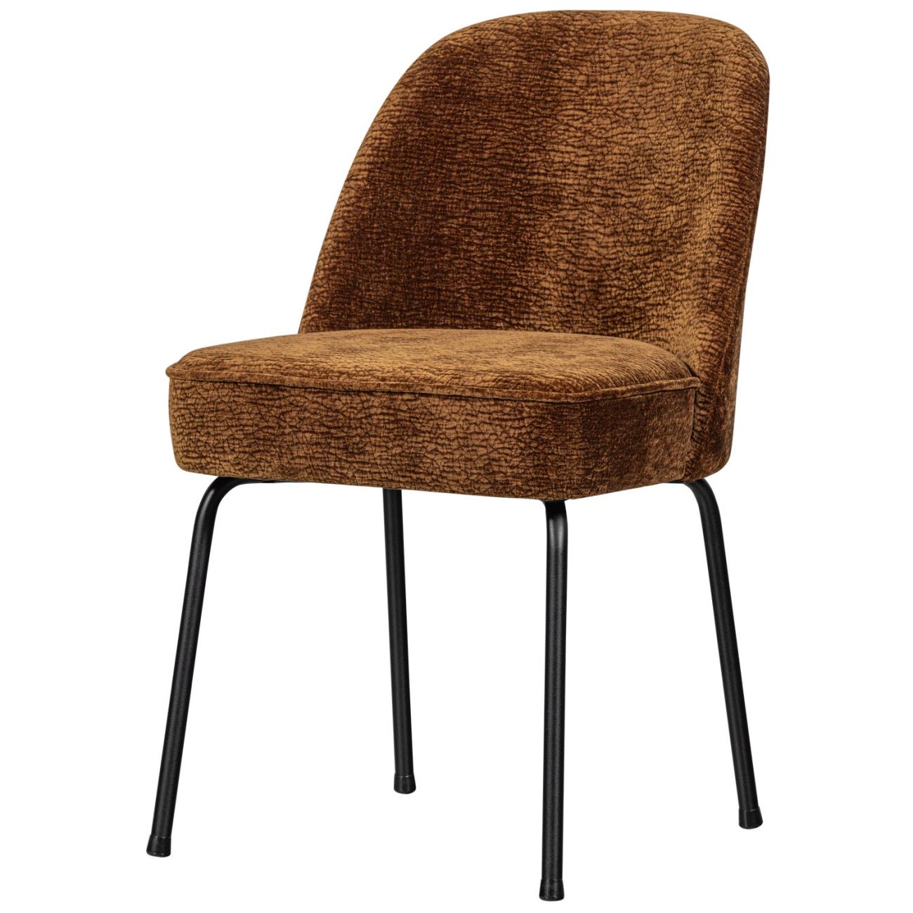 Esszimmerstuhl Vogue aus Chenille-Stoff, Schwarz/Braun Esszimmerstuhl Vogue aus Chenille-Stoff, Schwarz/Braun