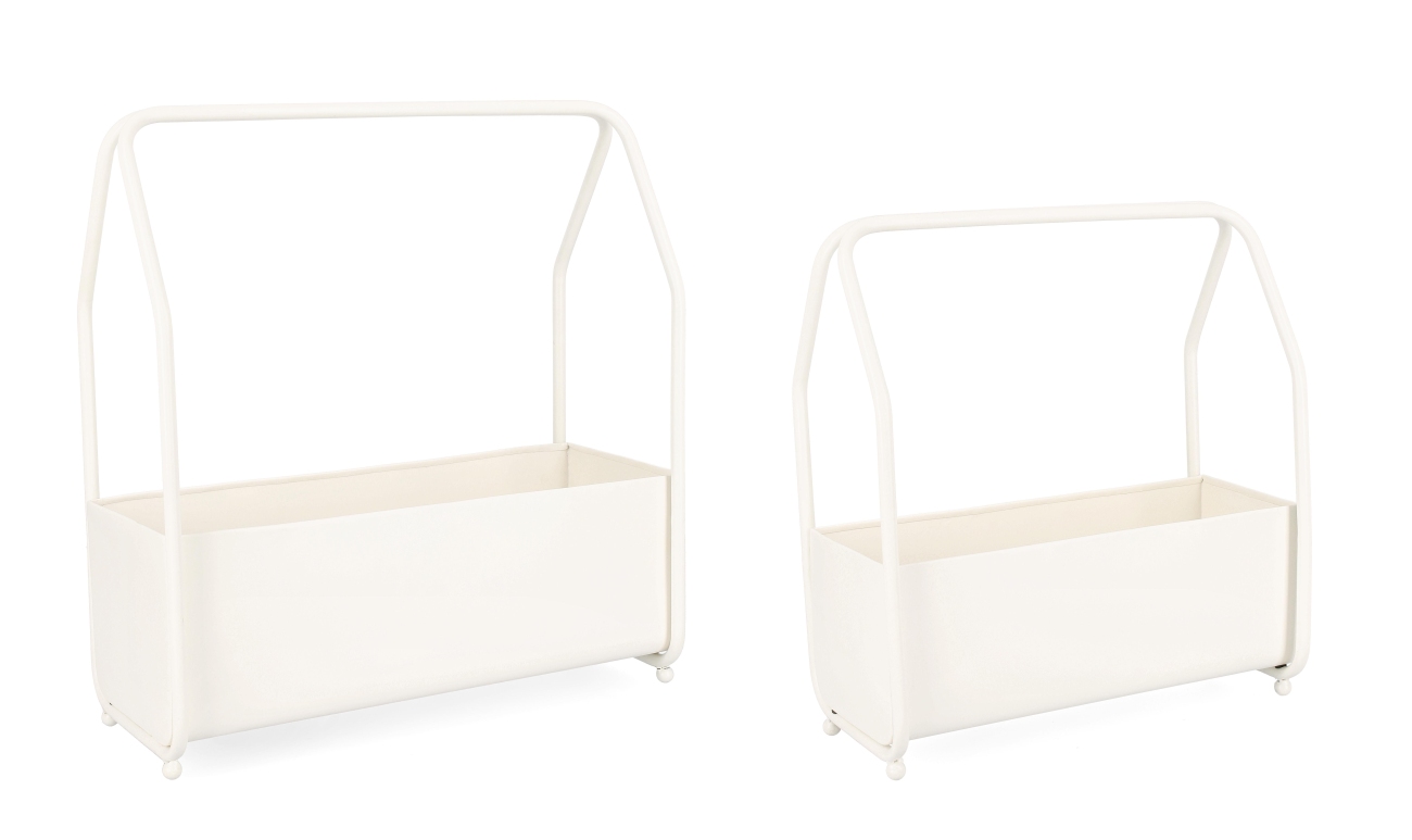 Blumenkasten Keyra 2er-Set aus Metall, Weiß Blumenkasten Keyra 2er-Set aus Metall, Weiß