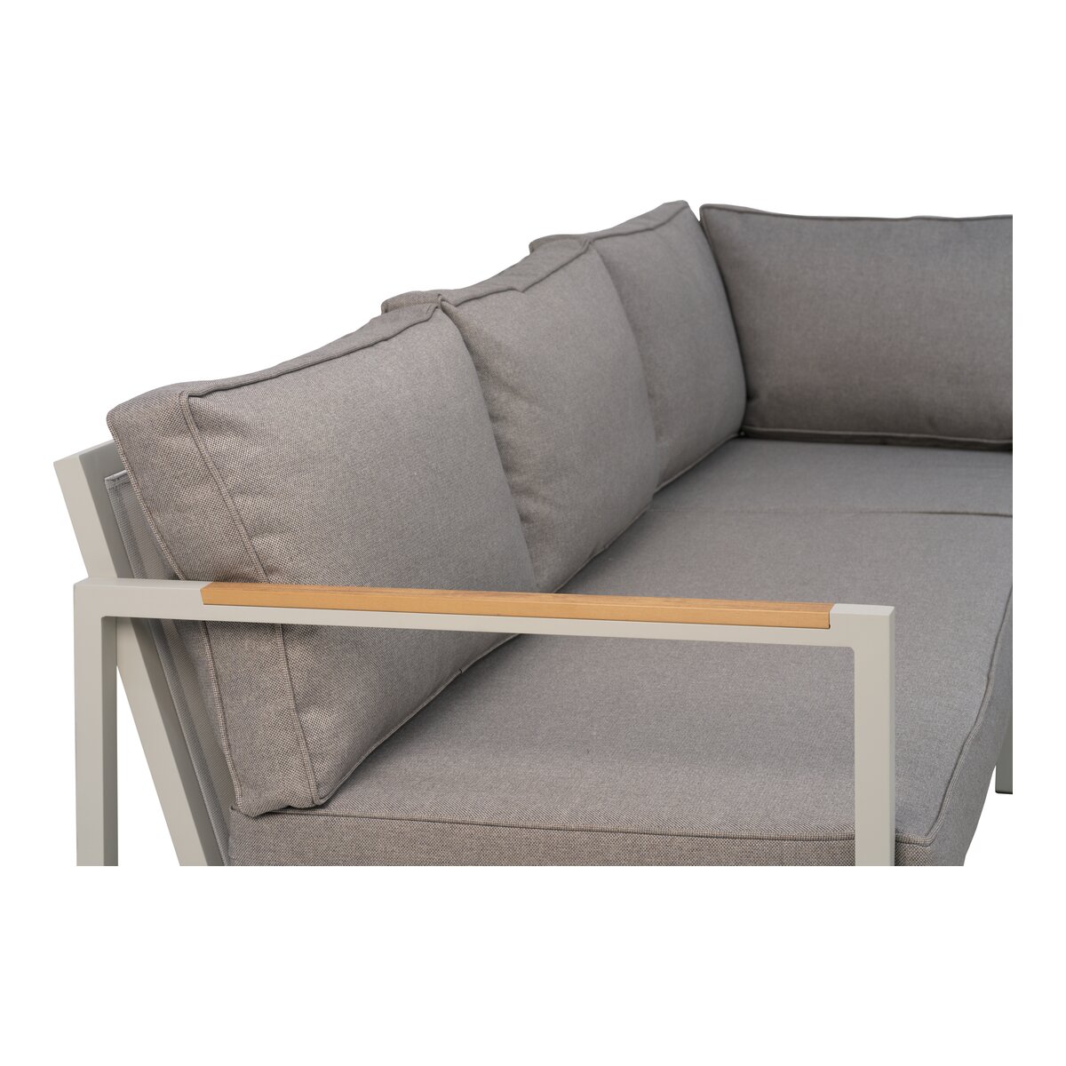 Gartenecksofa Cap, Hellgrau/Grau - Aluminium, inkl. Couchtisch & Kissen, 214x279 cm