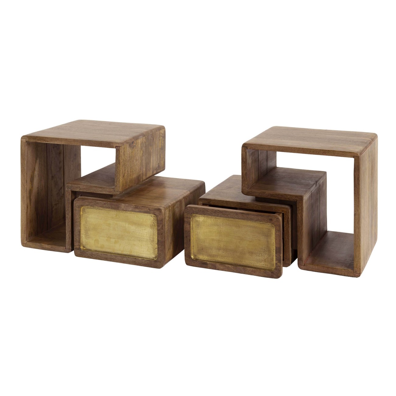 2er-Set Nachttisch Latona - Mangoholz Braun, Schublade & Fach