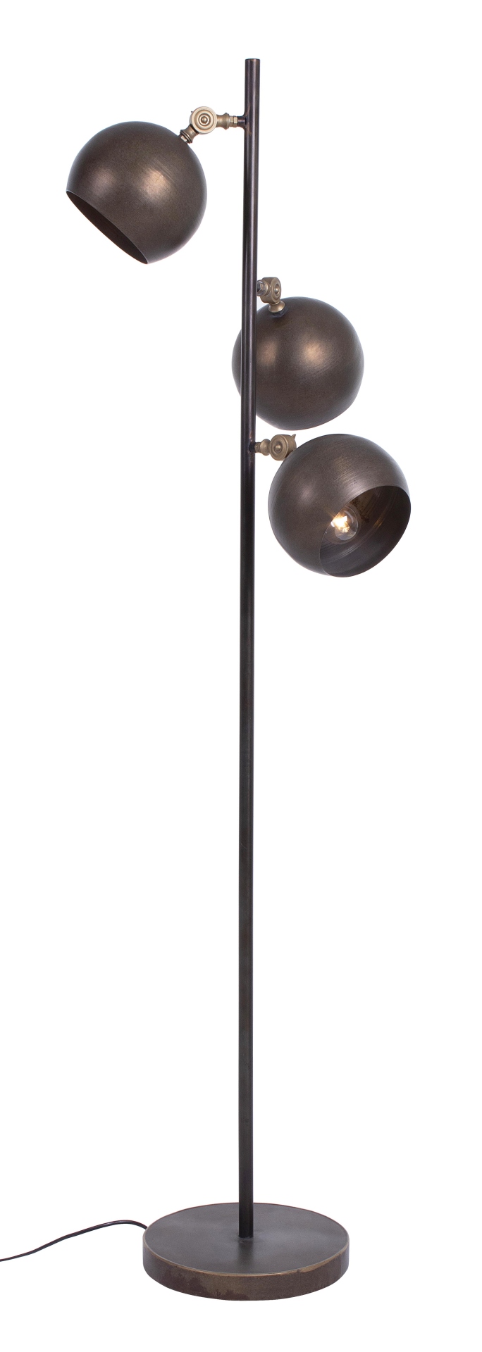 Die Stehleuchte Blaze überzeugt mit ihrem modernen Design. Gefertigt wurde sie aus Metall, welches einen Messing Farbton besitzt. Die Lampe besitzt drei Lichtquellen. Die Lampe besitzt eine Höhe von 161 cm.